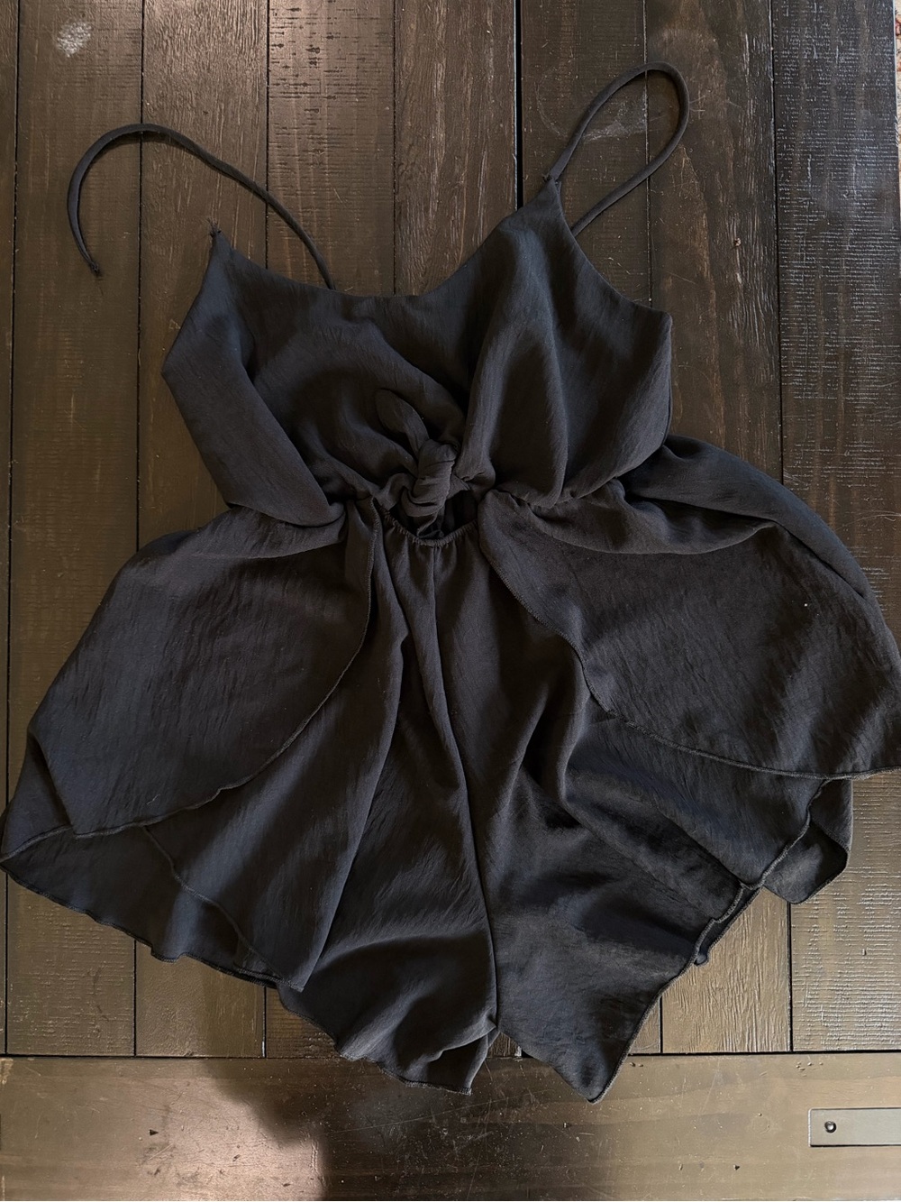 JOAH Black Tie Front Romper | Open Waist Cutout | Size Small | Read Description